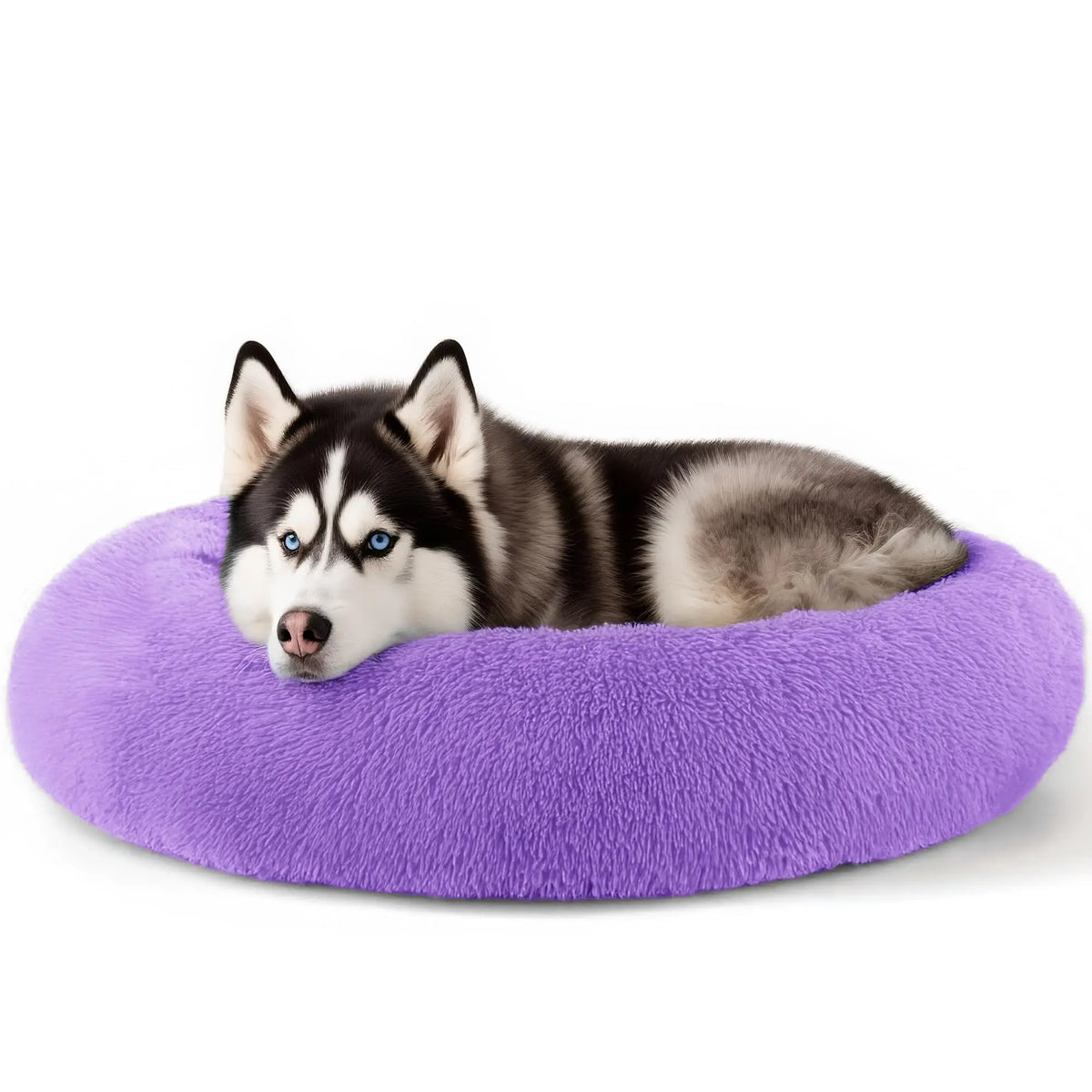 Hoewina 20In Calming Donut Bed for Indoor Cats & Small Dogs, Washable round Fluffy Pet Bed for Puppy and Kitten, Light Grey