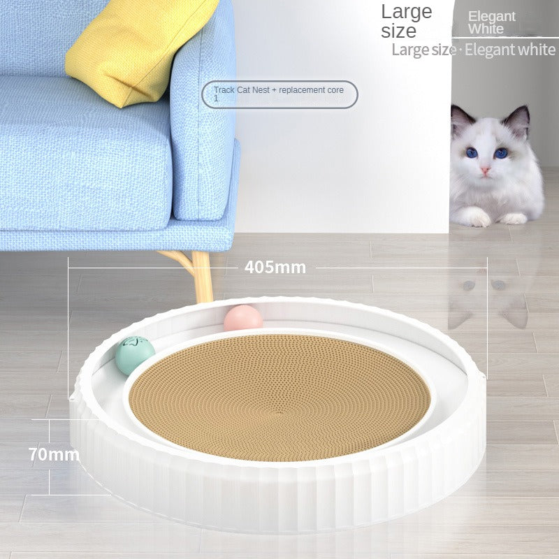 Round Cat Scratcher with Ball Track