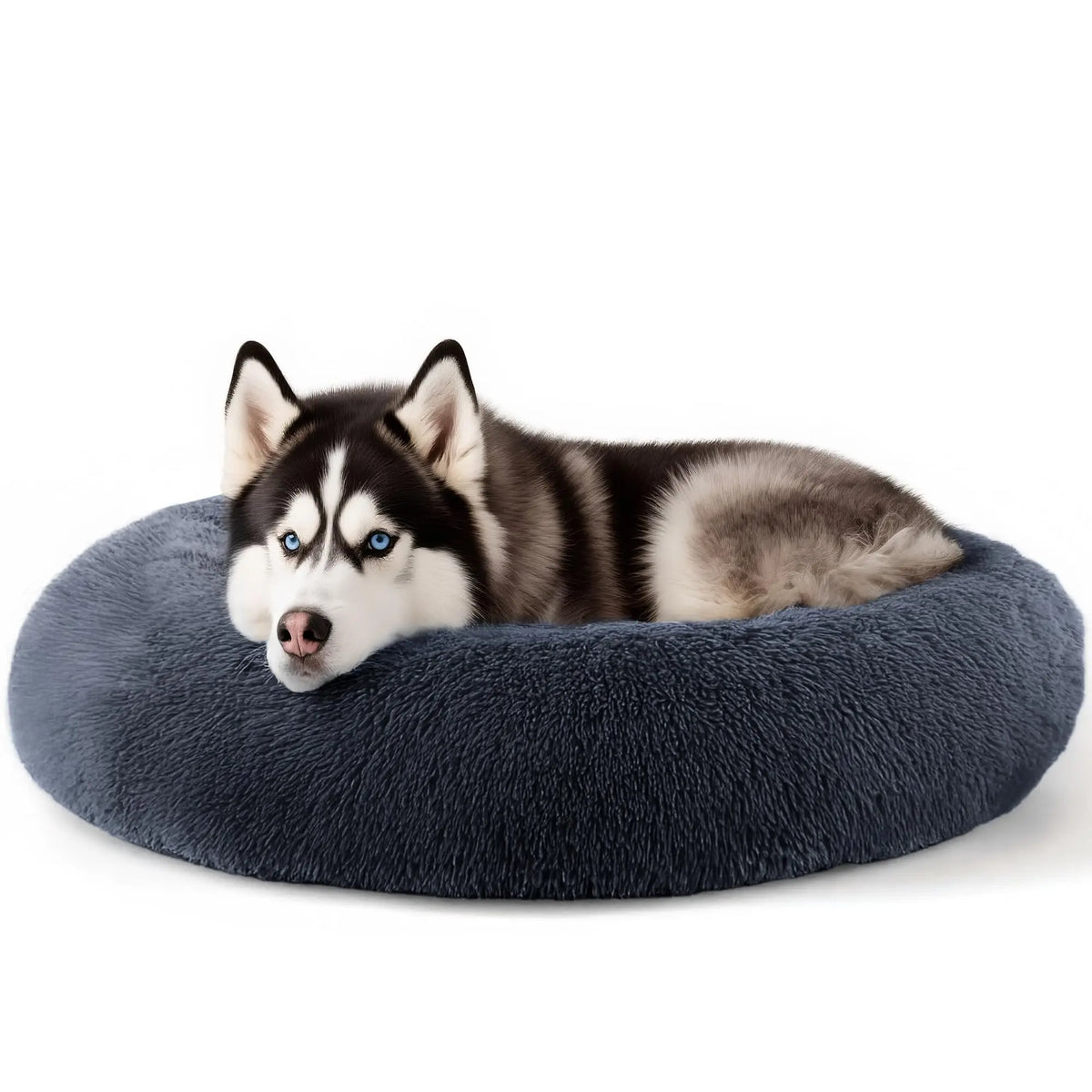 Hoewina 20In Calming Donut Bed for Indoor Cats & Small Dogs, Washable round Fluffy Pet Bed for Puppy and Kitten, Light Grey
