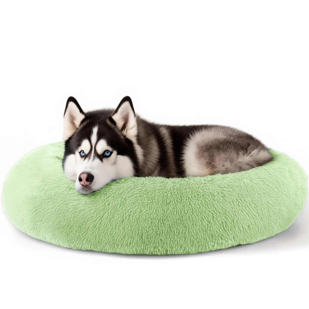 Hoewina 20In Calming Donut Bed for Indoor Cats & Small Dogs, Washable round Fluffy Pet Bed for Puppy and Kitten, Light Grey