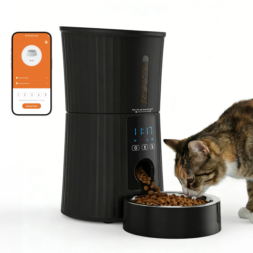 WiFi automatic pet feeder with a cat feeding