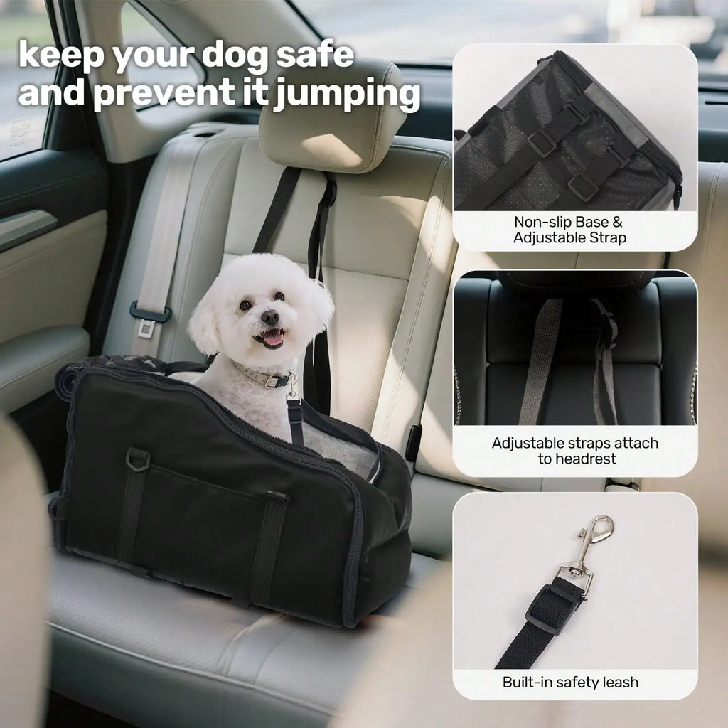 Pet car seat with storage pockets