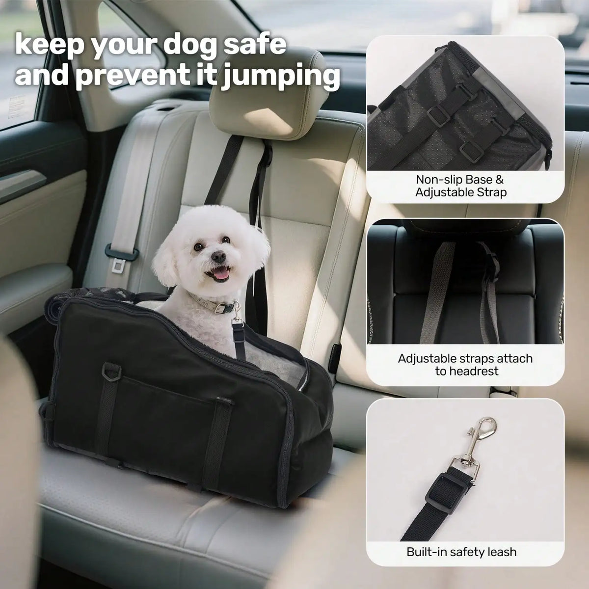 Pet car seat with storage pockets