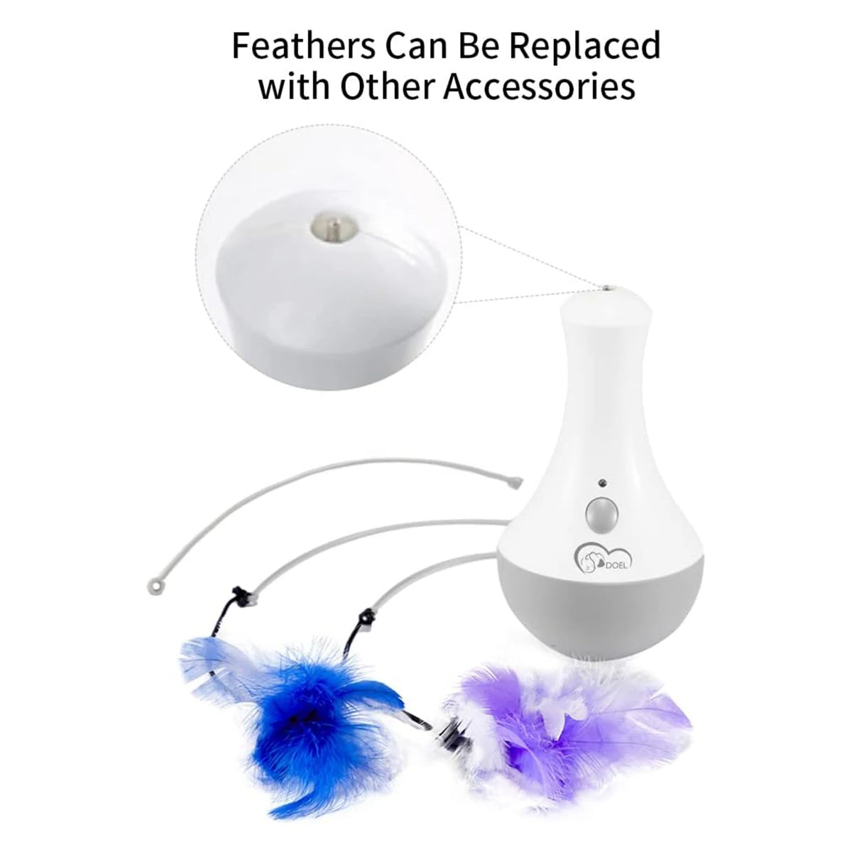 Feather teaser base and rotating arm