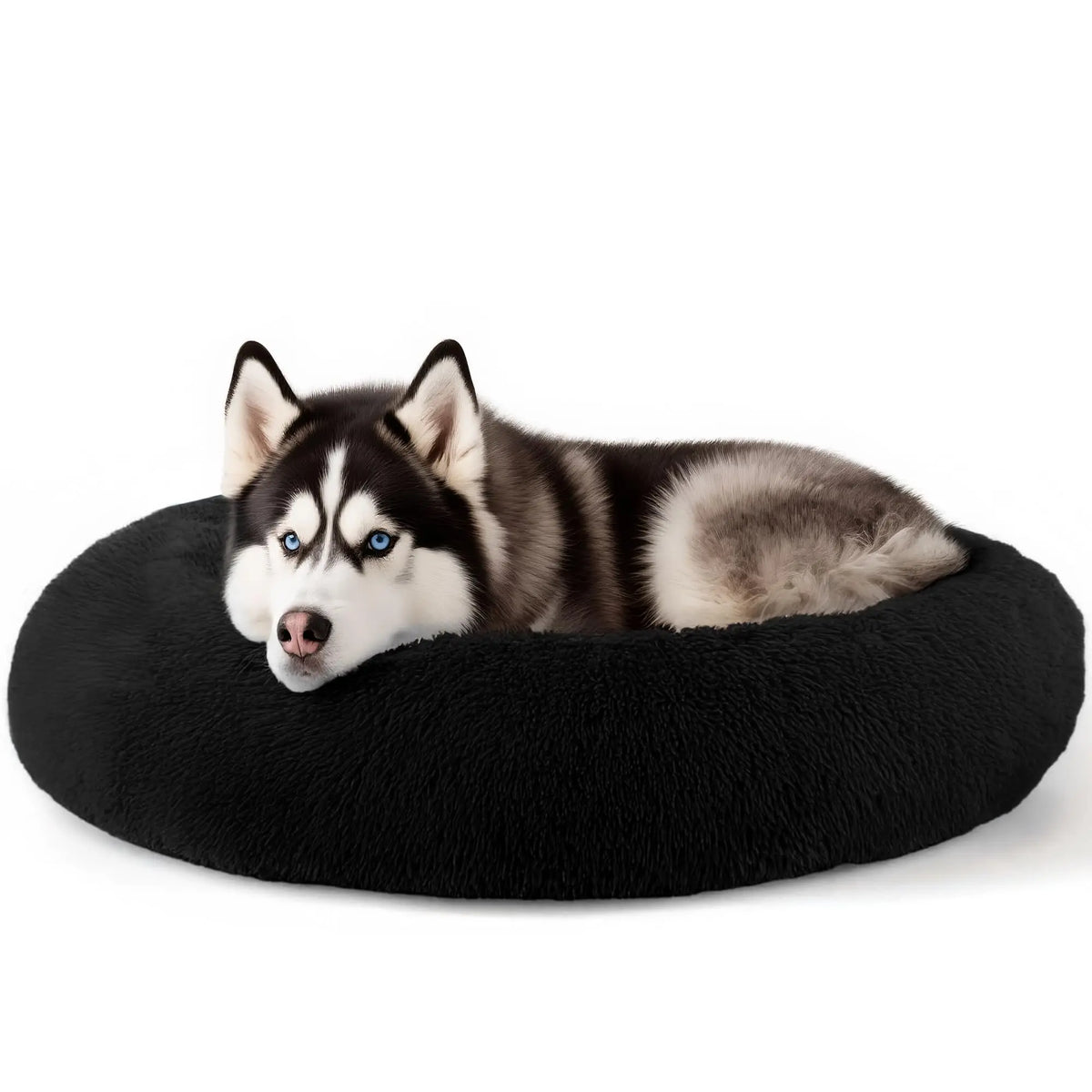 Hoewina 20In Calming Donut Bed for Indoor Cats & Small Dogs, Washable round Fluffy Pet Bed for Puppy and Kitten, Light Grey