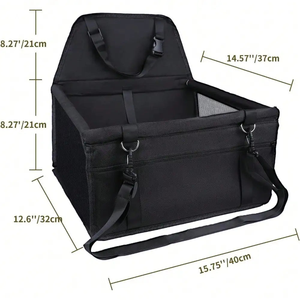 Breathable Elevated Dog Booster Car Seat with Adjustable Safety Strap Portable Travel Pet Car Carrier Bed Secure Travel Booster Seat for Small Dogs Puppies