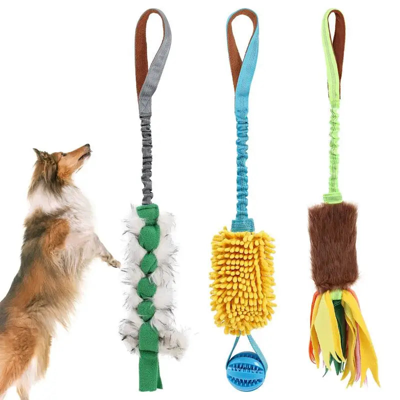 Dog Toy Rope Fun Squeaky Dog Chew Toys Pet Supplies Puppy Rope Toy with Elastic Drawstring Interactive Puppy Teething Toy For