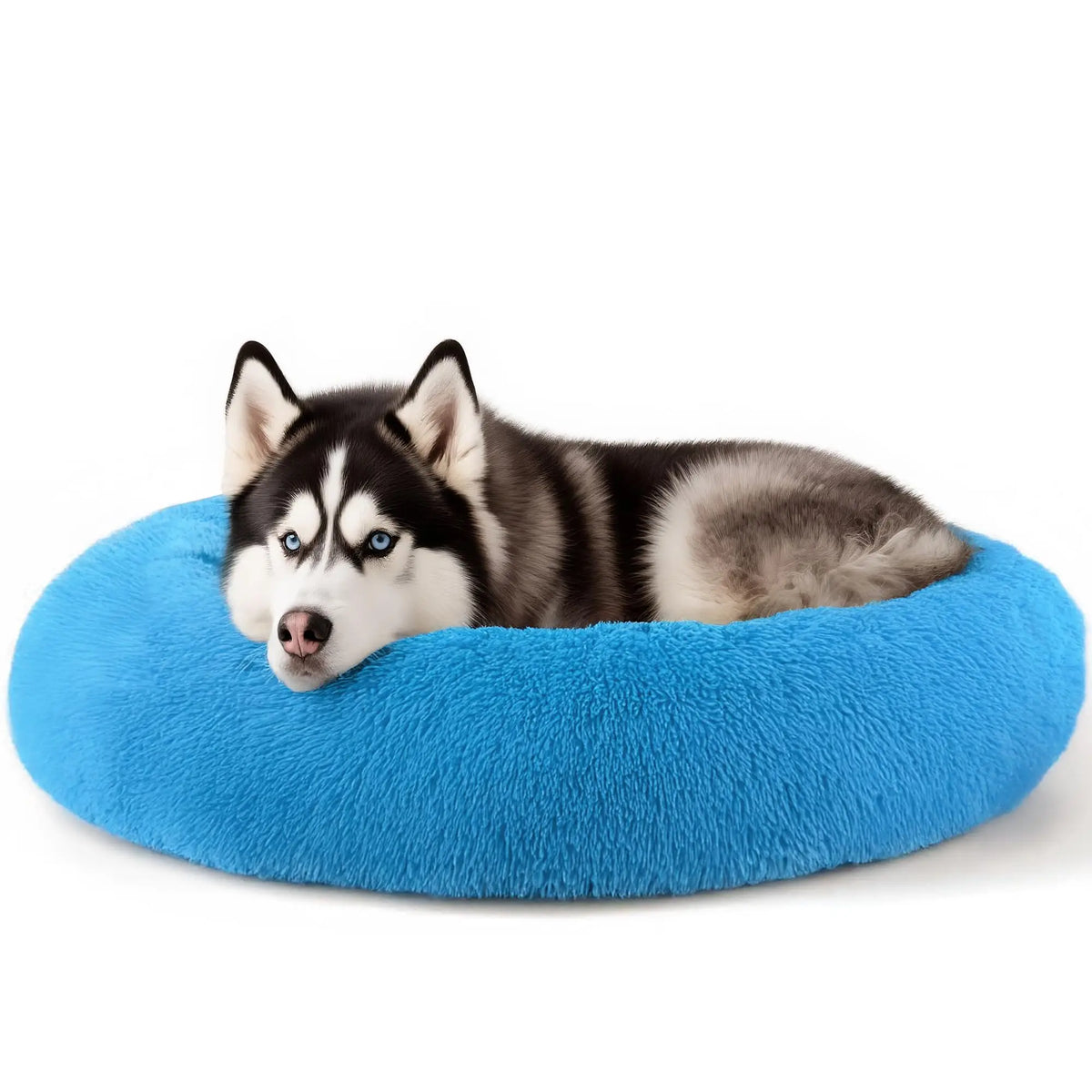Hoewina 20In Calming Donut Bed for Indoor Cats & Small Dogs, Washable round Fluffy Pet Bed for Puppy and Kitten, Light Grey